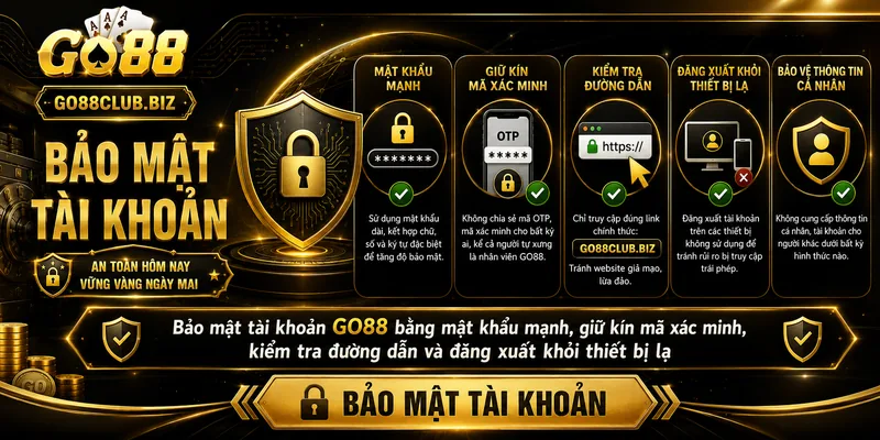 Bảo mật tài khoản GO88 sau khi đăng ký