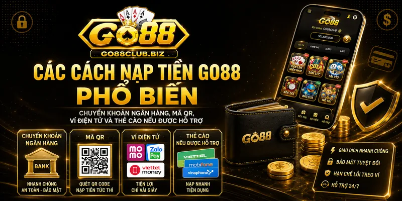 Các cách nạp tiền GO88 phổ biến