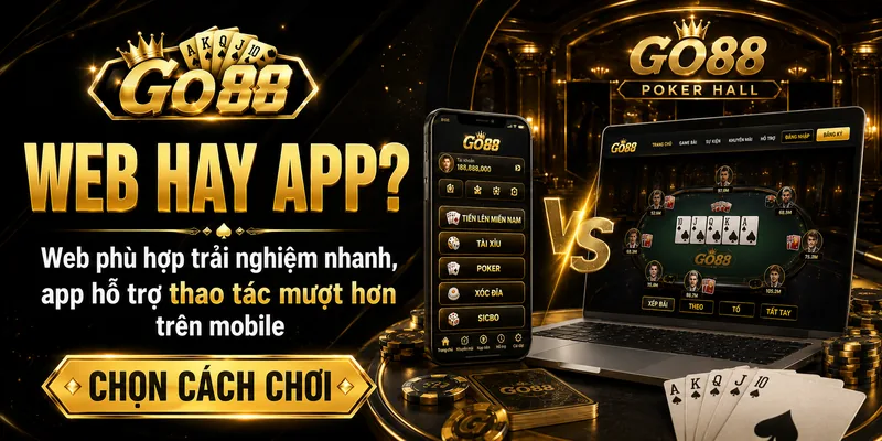 Chơi game bài GO88 trên web và app mobile