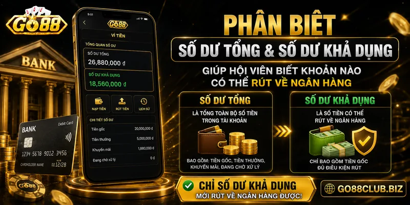 Số dư khả dụng khi rút tiền GO88