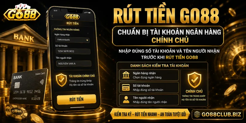 Chuẩn bị tài khoản ngân hàng nhận tiền GO88