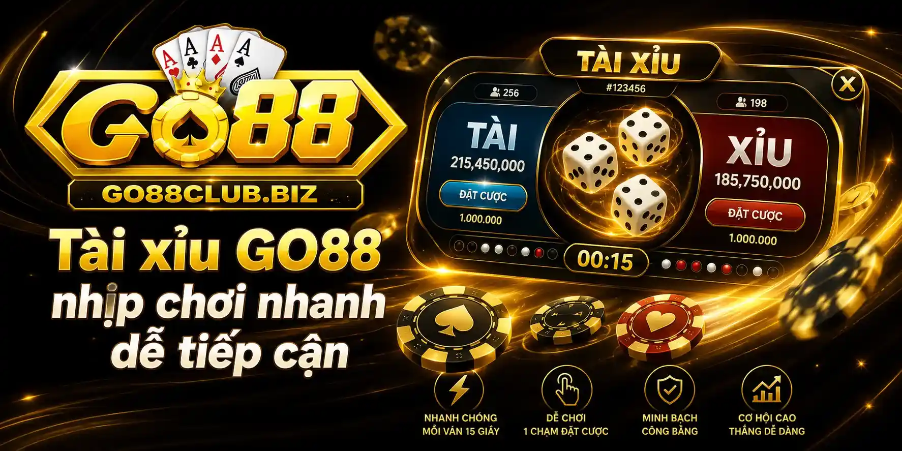 Tài xỉu GO88 có luật dễ hiểu, nhịp chơi nhanh và phù hợp với người thích trải nghiệm đơn giản