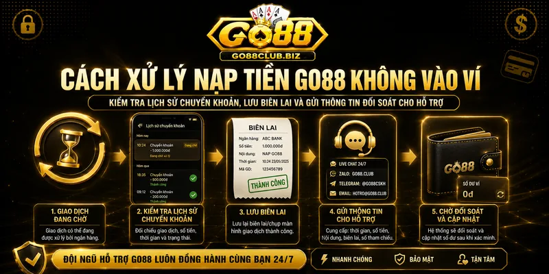 Cách xử lý nạp tiền GO88 không vào ví