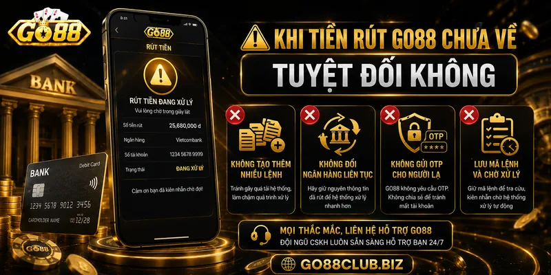 Cách xử lý rút tiền GO88 chưa về ngân hàng